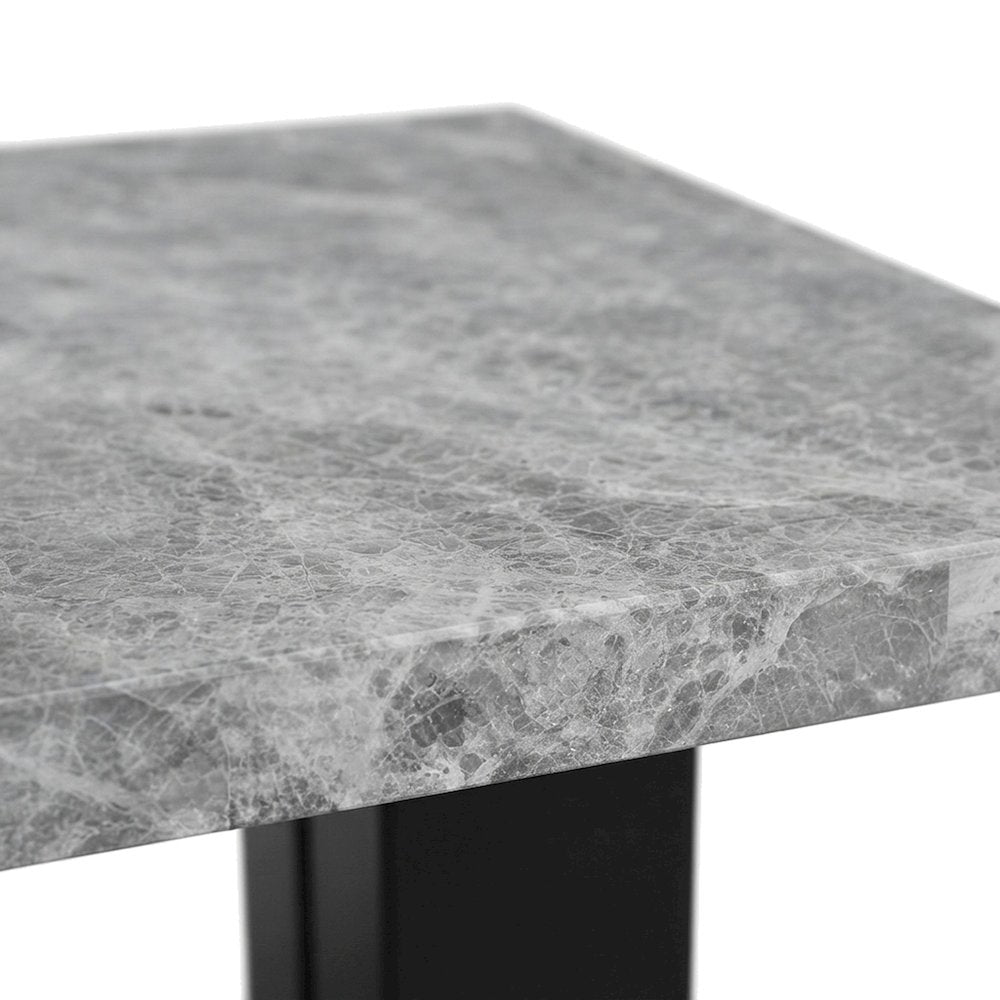 Camilla Rectangle Marble-Top Wood Counter Height Bar and Pub Table, Black