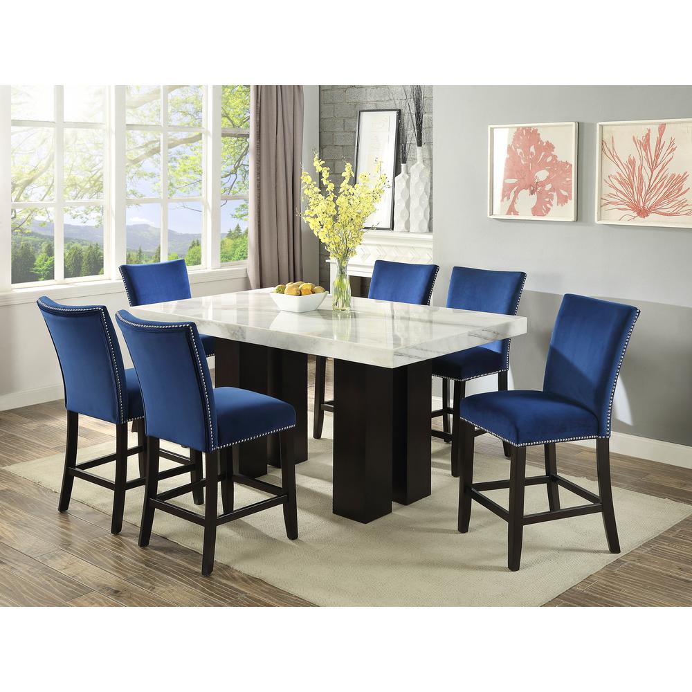 Camila Blue Velvet Counter Chair - set of 2