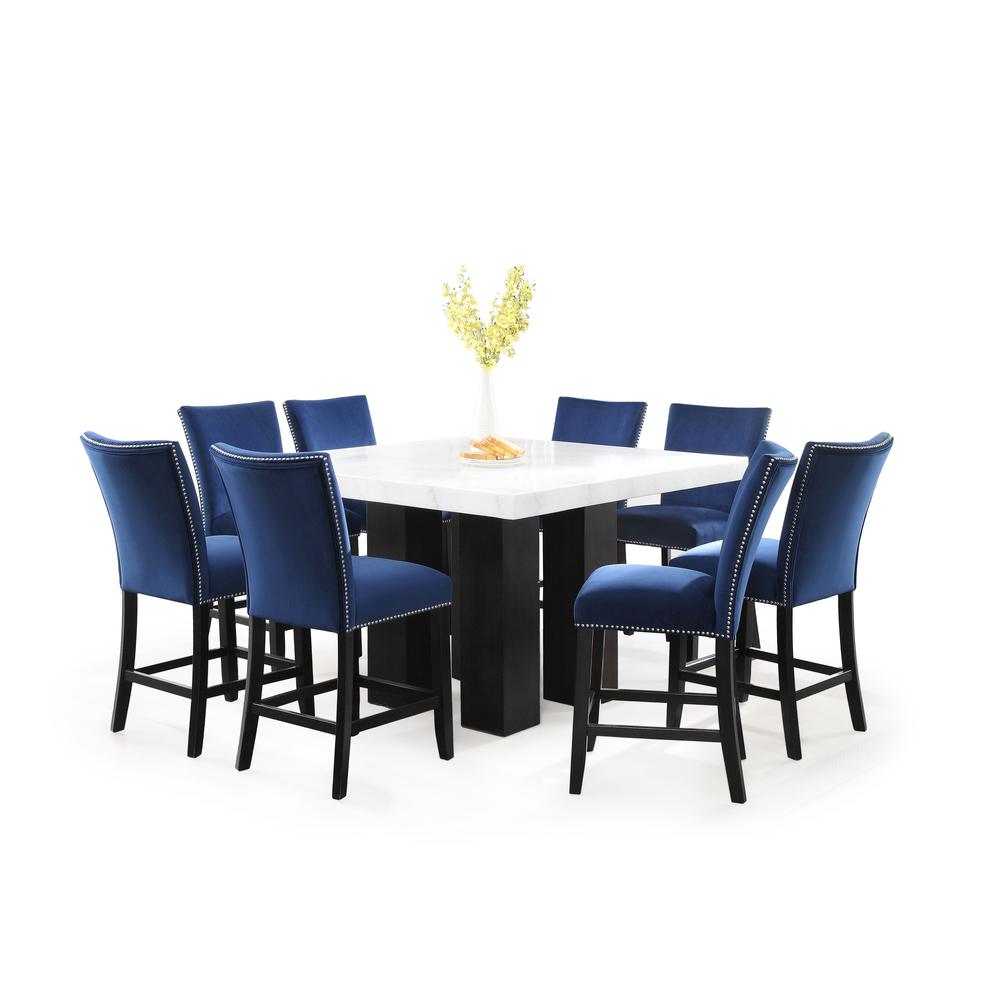 Camila Blue Velvet Counter Chair - set of 2