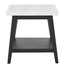 Vida White Marble End Table, Black Finish