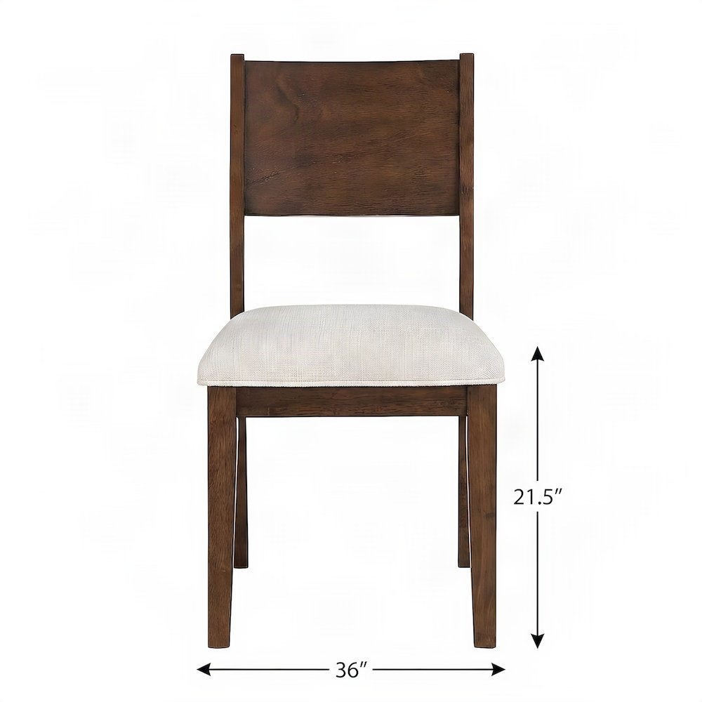 Rubberwood Upholstered Dining Chair with Cushioned Seat, Mid-Century, Brown
