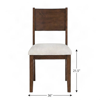 Rubberwood Upholstered Dining Chair with Cushioned Seat, Mid-Century, Brown