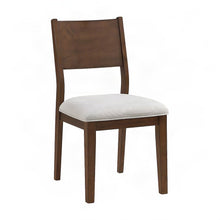 Rubberwood Upholstered Dining Chair with Cushioned Seat, Mid-Century, Brown