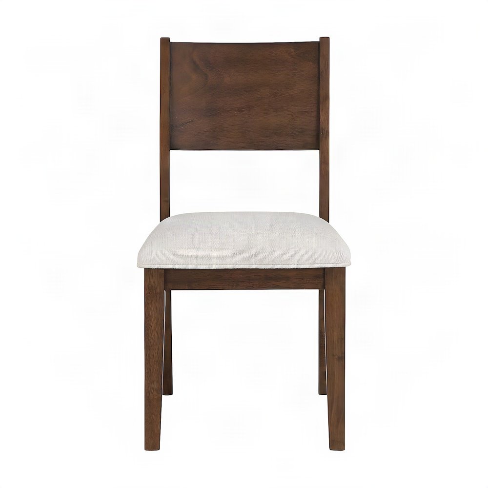 Rubberwood Upholstered Dining Chair with Cushioned Seat, Mid-Century, Brown