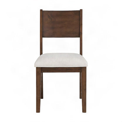 Rubberwood Upholstered Dining Chair with Cushioned Seat, Mid-Century, Brown