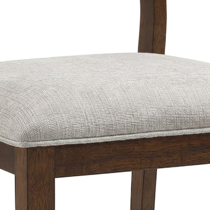 Rubberwood Upholstered Dining Chair with Cushioned Seat, Mid-Century, Brown