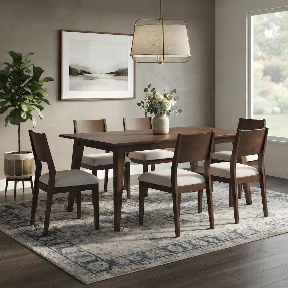 Solid Mango Wood Rectangular Dining Room Table, Seats Large Gatherings, Brown