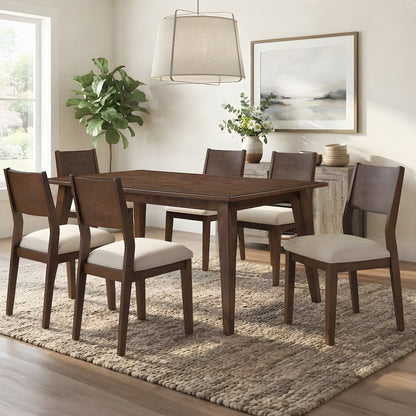 Solid Mango Wood Rectangular Dining Room Table, Seats Large Gatherings, Brown
