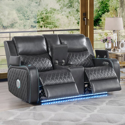 Luna Charcoal Power Console Loveseat
