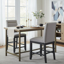 Upholstered Counter Chairs, Grey Performance Fabric, Gold Accent, Set of 2