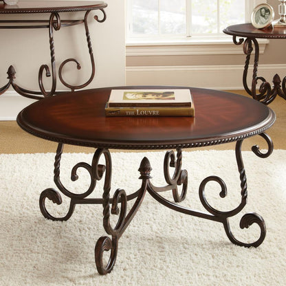 Cocktail Table, Dark cherry finish with hand applied burnish