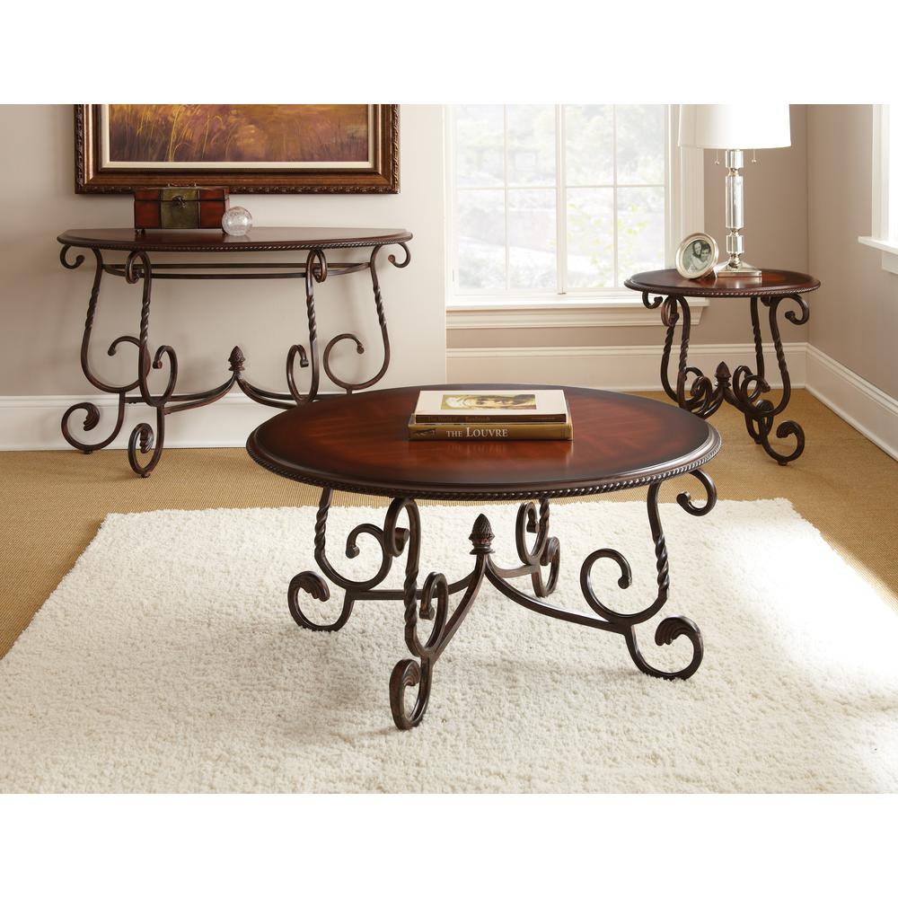 Cocktail Table, Dark cherry finish with hand applied burnish