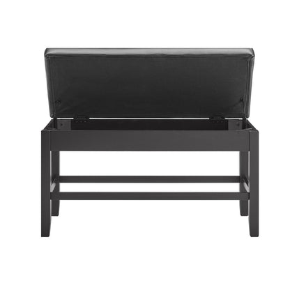 Counter Bench with storage, Ebony finish/Black seat