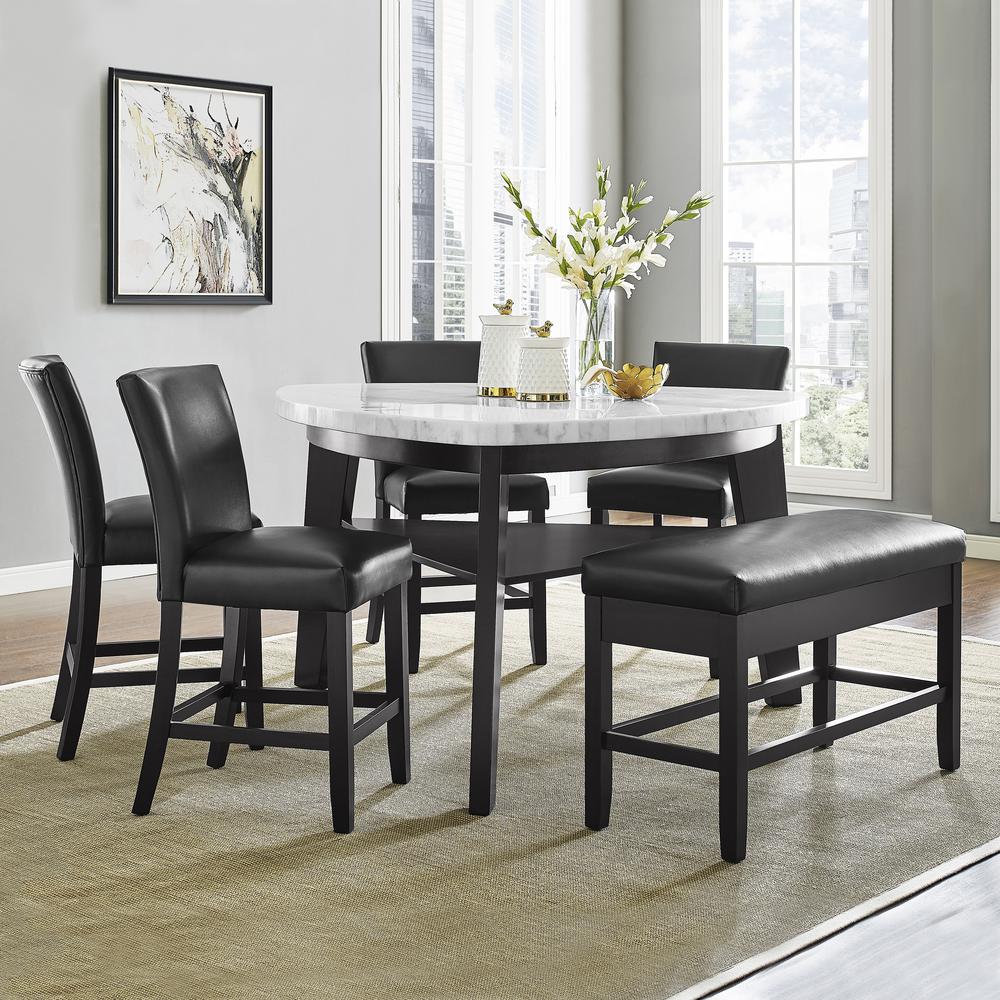Counter Bench with storage, Ebony finish/Black seat