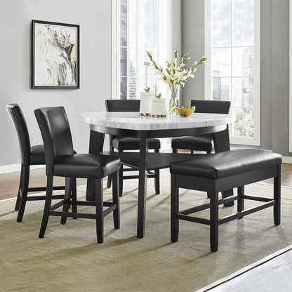 Counter Bench with storage, Ebony finish/Black seat