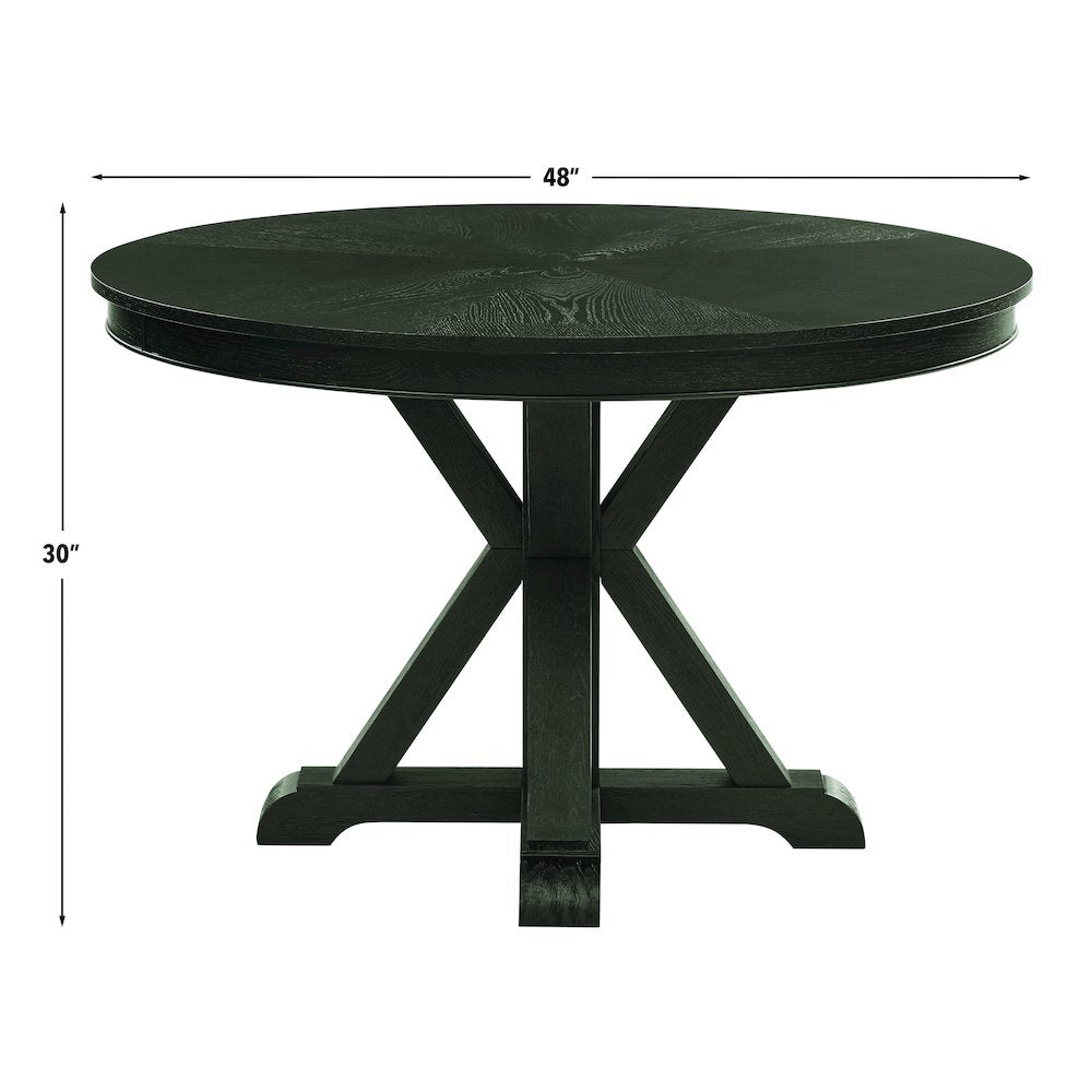 Rylie Dining Table & 4 Captains Chairs, Black Finish with Sand Vegan Leather