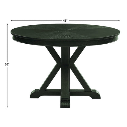 Rylie Dining Table & 4 Captains Chairs, Black Finish with Sand Vegan Leather