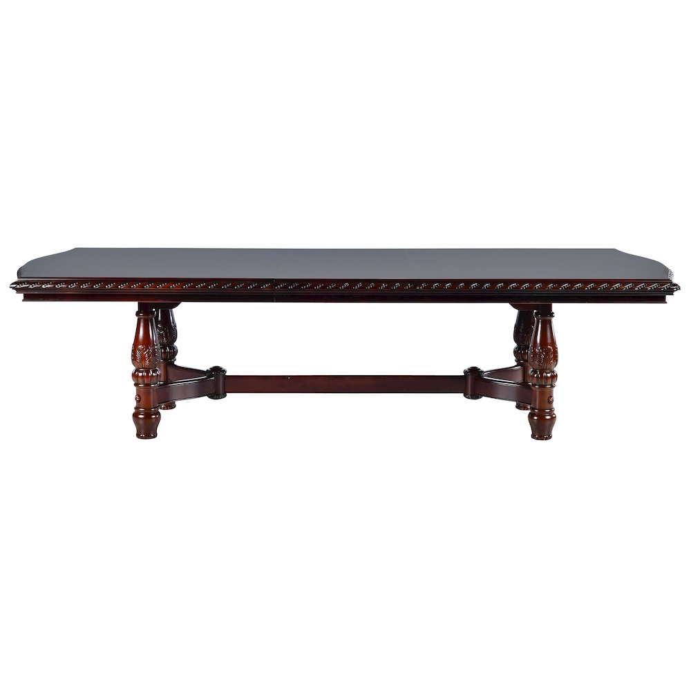 Poplar Extendable Rectangle Dining and Kitchen Table with Pedestal Base, Brown