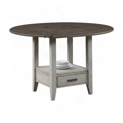 Acacia Veneer Foldable Drop Leaf Counter Height Dining Bar Pub Table, Gray
