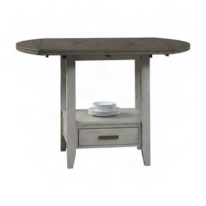 Acacia Veneer Foldable Drop Leaf Counter Height Dining Bar Pub Table, Gray