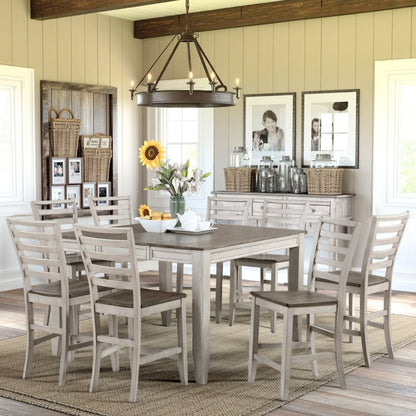 Brown Farmhouse Dining Table Set for 8 – Kitchen or Dining Room Table and Chairs
