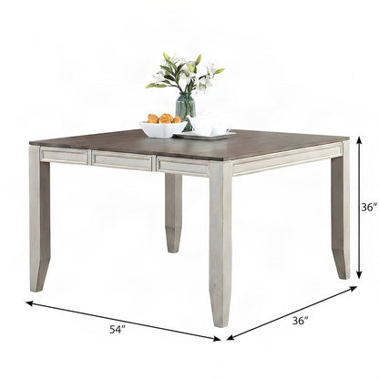 Rubberwood Bar Table with Acacia Top, Counter Height Pub Table, Gray