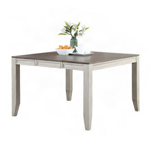 Rubberwood Bar Table with Acacia Top, Counter Height Pub Table, Gray