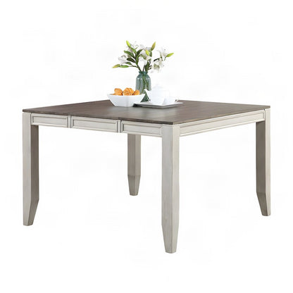 Rubberwood Bar Table with Acacia Top, Counter Height Pub Table, Gray