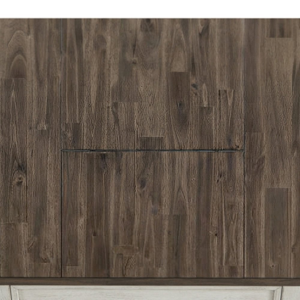 Rubberwood Bar Table with Acacia Top, Counter Height Pub Table, Gray