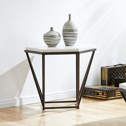 Corvus White Marble Top Hexagon