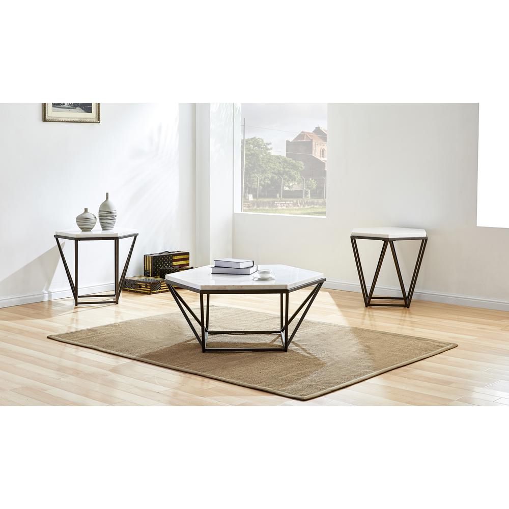 Corvus White Marble Top Hexagon