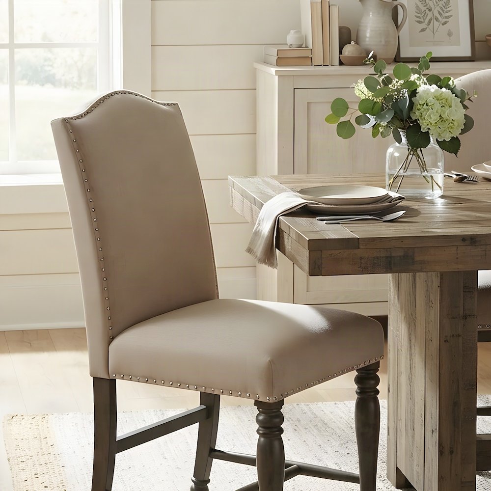 Rubberwood and Polyester Counter Height Bar Stool with Footrest, Gray