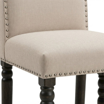 Rubberwood and Polyester Counter Height Bar Stool with Footrest, Gray