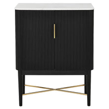 Vida Marble Top WIne Cabinet, Black Finish