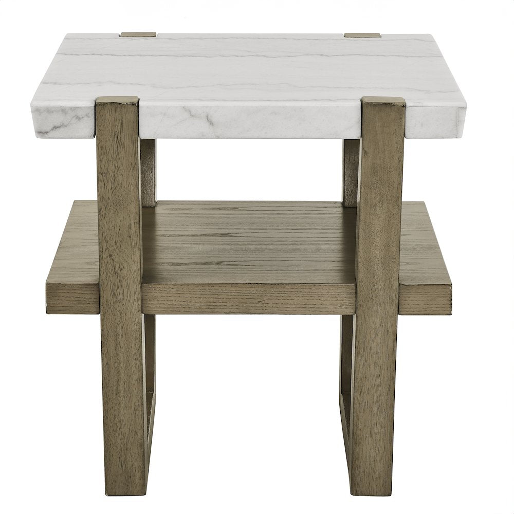 Perth White Marble Top End Table