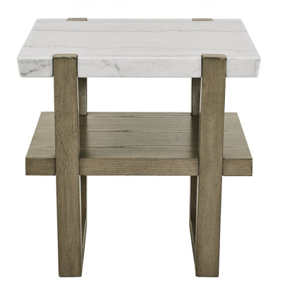 Perth White Marble Top End Table