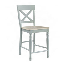 Rubberwood and Mango Wood Counter Stool with Back for Kitchen, Green