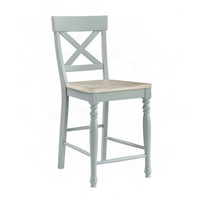 Rubberwood and Mango Wood Counter Stool with Back for Kitchen, Green