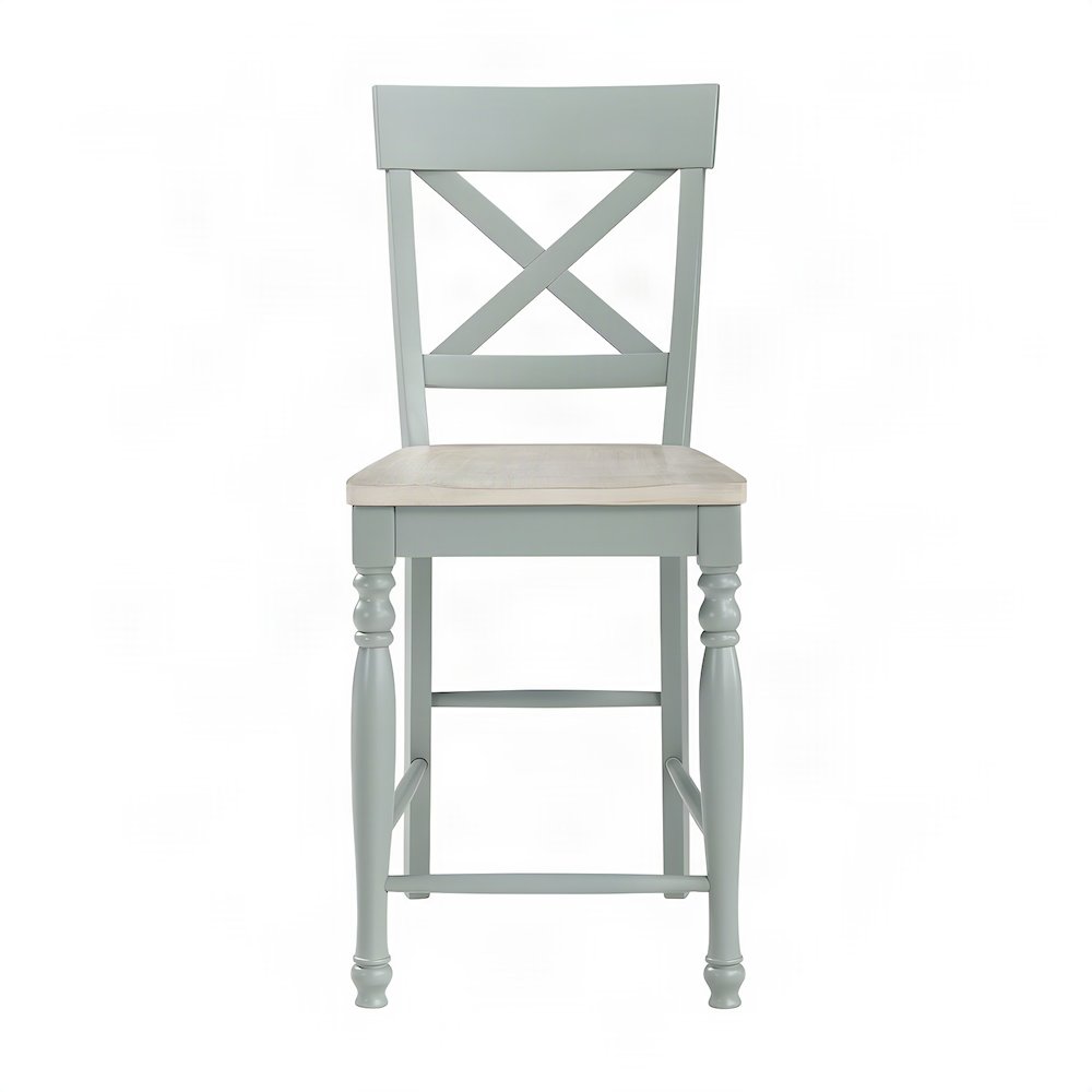 Rubberwood and Mango Wood Counter Stool with Back for Kitchen, Green