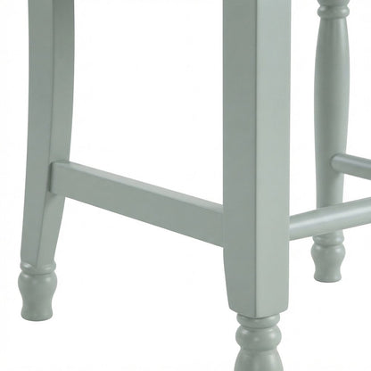 Rubberwood and Mango Wood Counter Stool with Back for Kitchen, Green