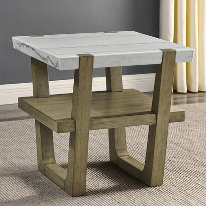 Perth 3-Piece Marble Top Occasional Set (Cocktail Table & Two End Tables)