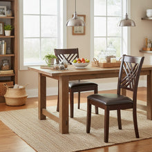 Dining Side Chairs, Designer X Back, Faux Leather Seat, Set of 2