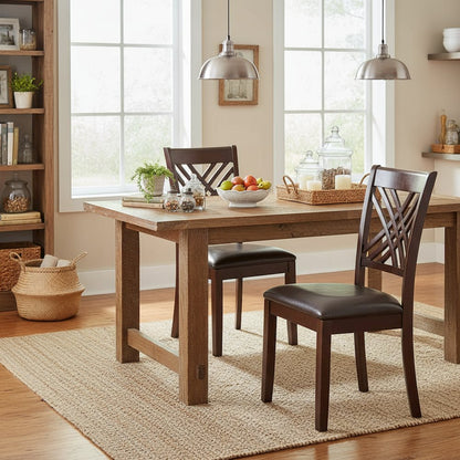 Dining Side Chairs, Designer X Back, Faux Leather Seat, Set of 2