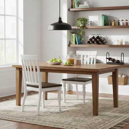 Two Tone Side Chair, Set of 2, Schoolhouse Style, Scooped Wood Seat