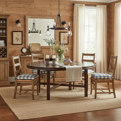 Grand Square Dining Table, Fancy Face Oak Veneer, Unique Double Top, Brown