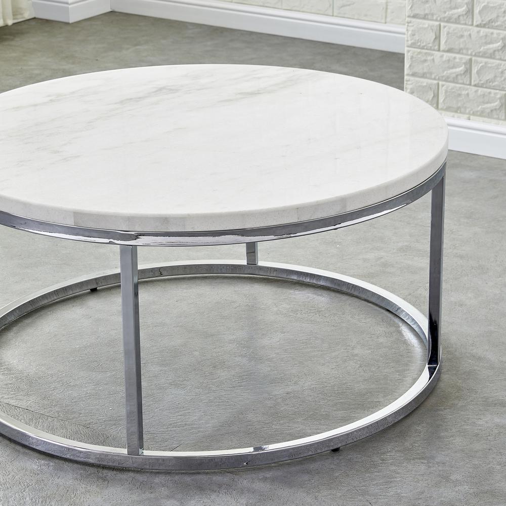 Echo White Marble Top Round