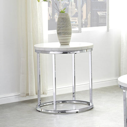 Echo White Marble Top Round End