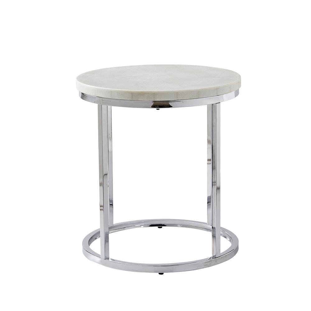 Echo White Marble Top Round End
