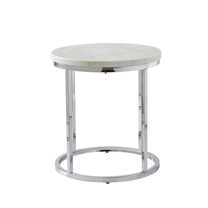 Echo White Marble Top Round End