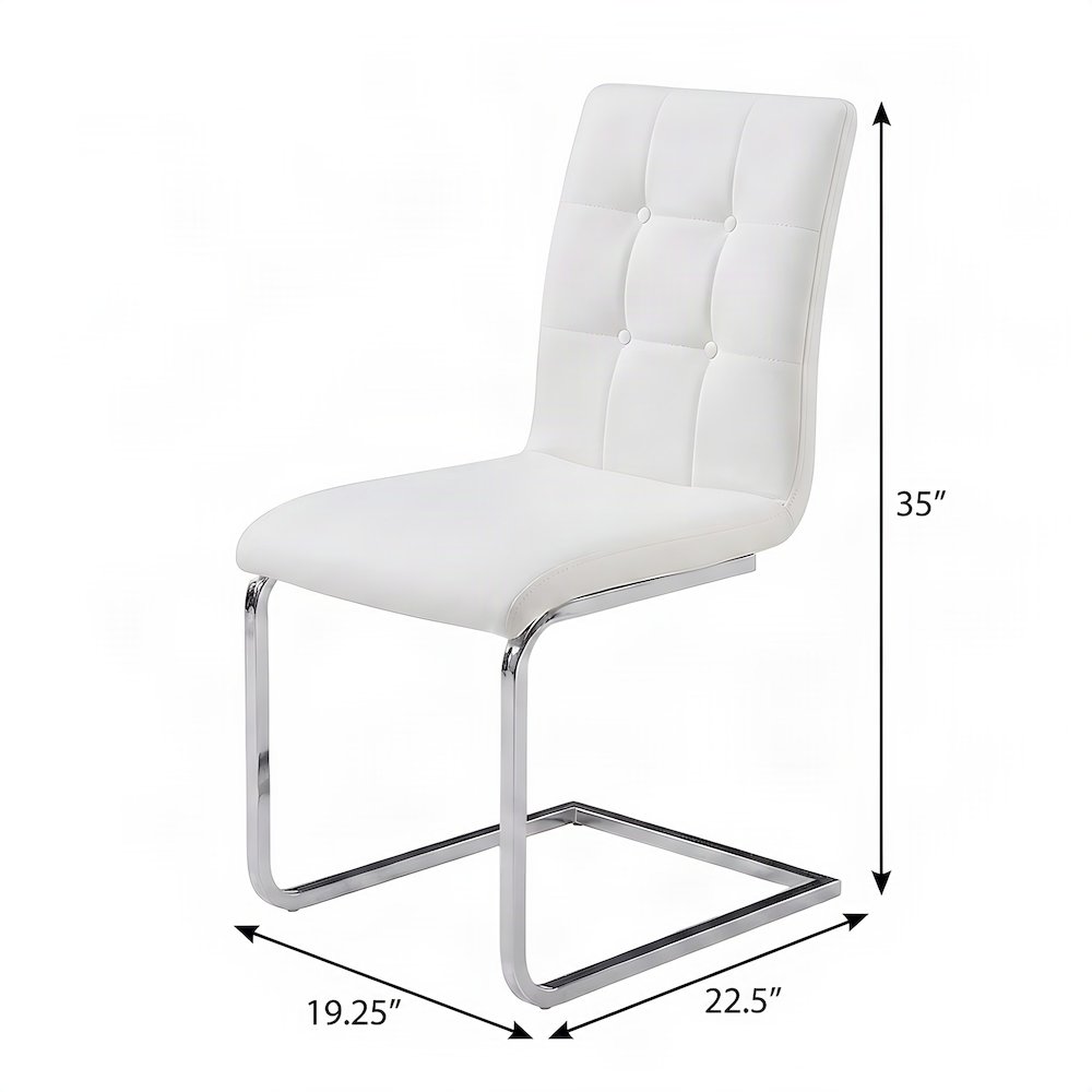 Vegan Leather Modern Dining Side Chair with Iron Base, Urban Contemporary, White